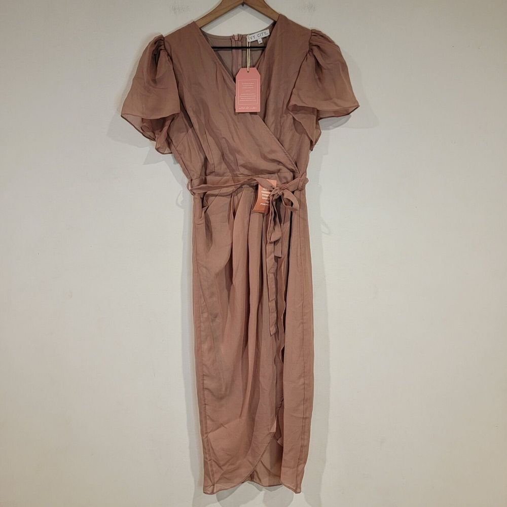 NWT Ivy City Women's Lillie Dusty Rose Flutter Sleeve Bridesmaid Dress Small